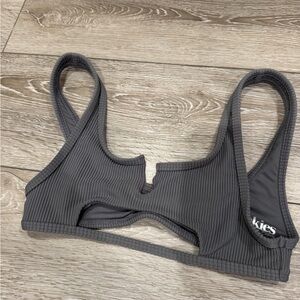 Frankie's Bikinis Charcoal Ripped Bikini Top